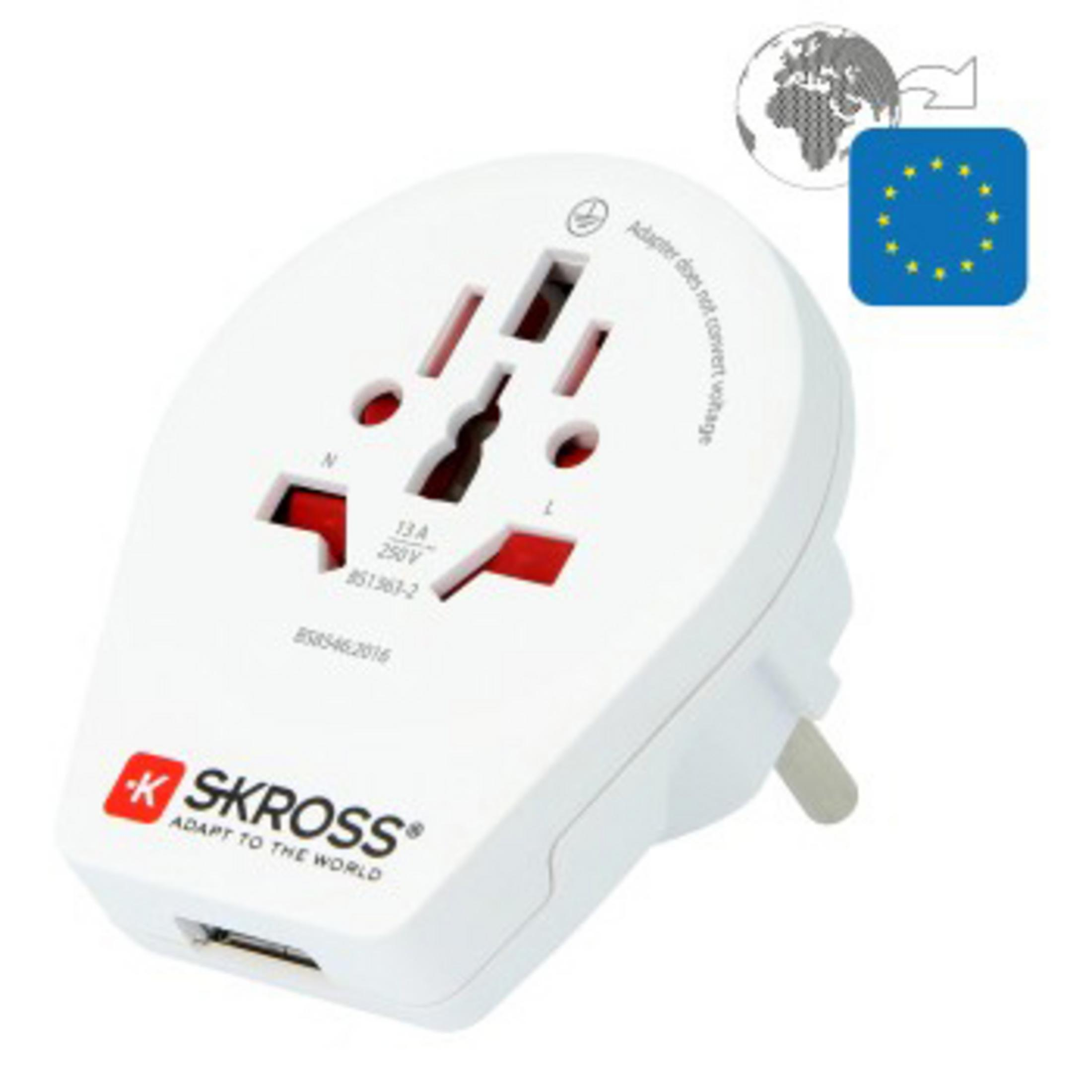 SKROSS 1500260 WORLD ADAPTER WORLD EU Stromadapter USB