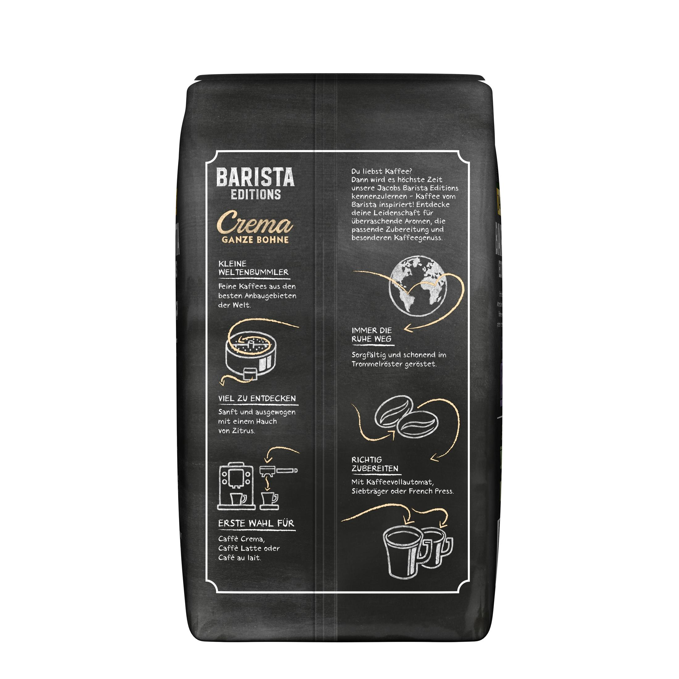 Kaffeepackung mit Text und Illustrationen. Schwarz-weißes Design. Nahaufnahme.