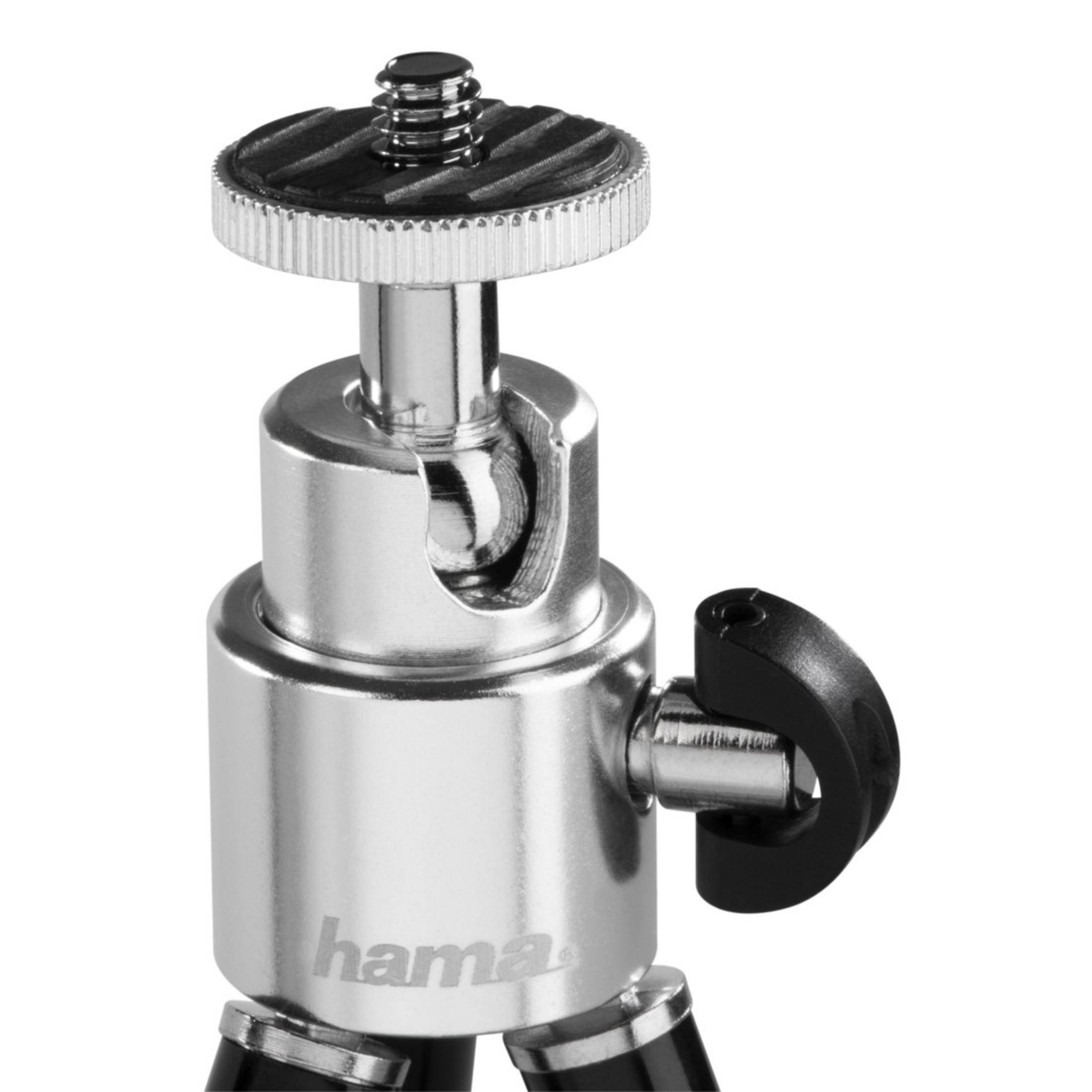 Silberner Metall-Stativkopf mit verstellbarer Schraube und schwarzem Verriegelungshebel.