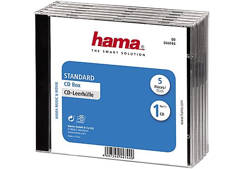 HAMA 044744 CD-BOX, 5ER PACK VERSCHW. CD-Leerhülle Schwarz/Transparent