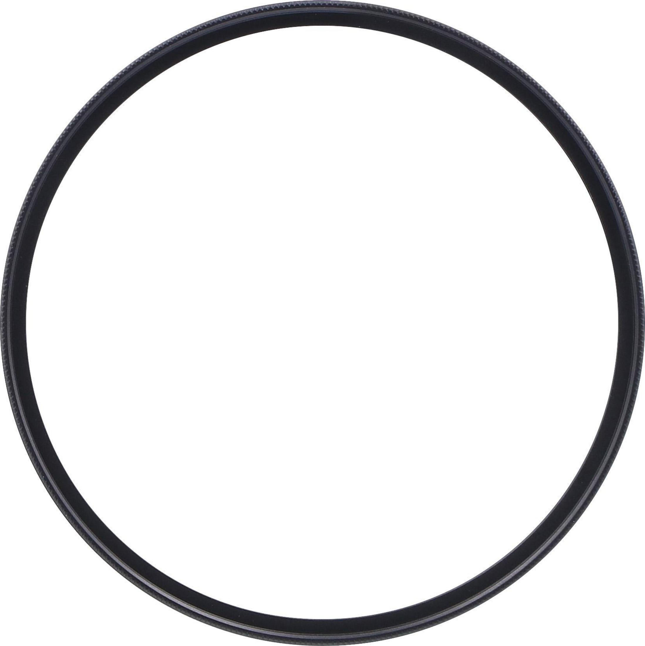 Ein schwarzer, kreisförmiger Filter. Der Filter befindet sich vor einem weißen Hintergrund.