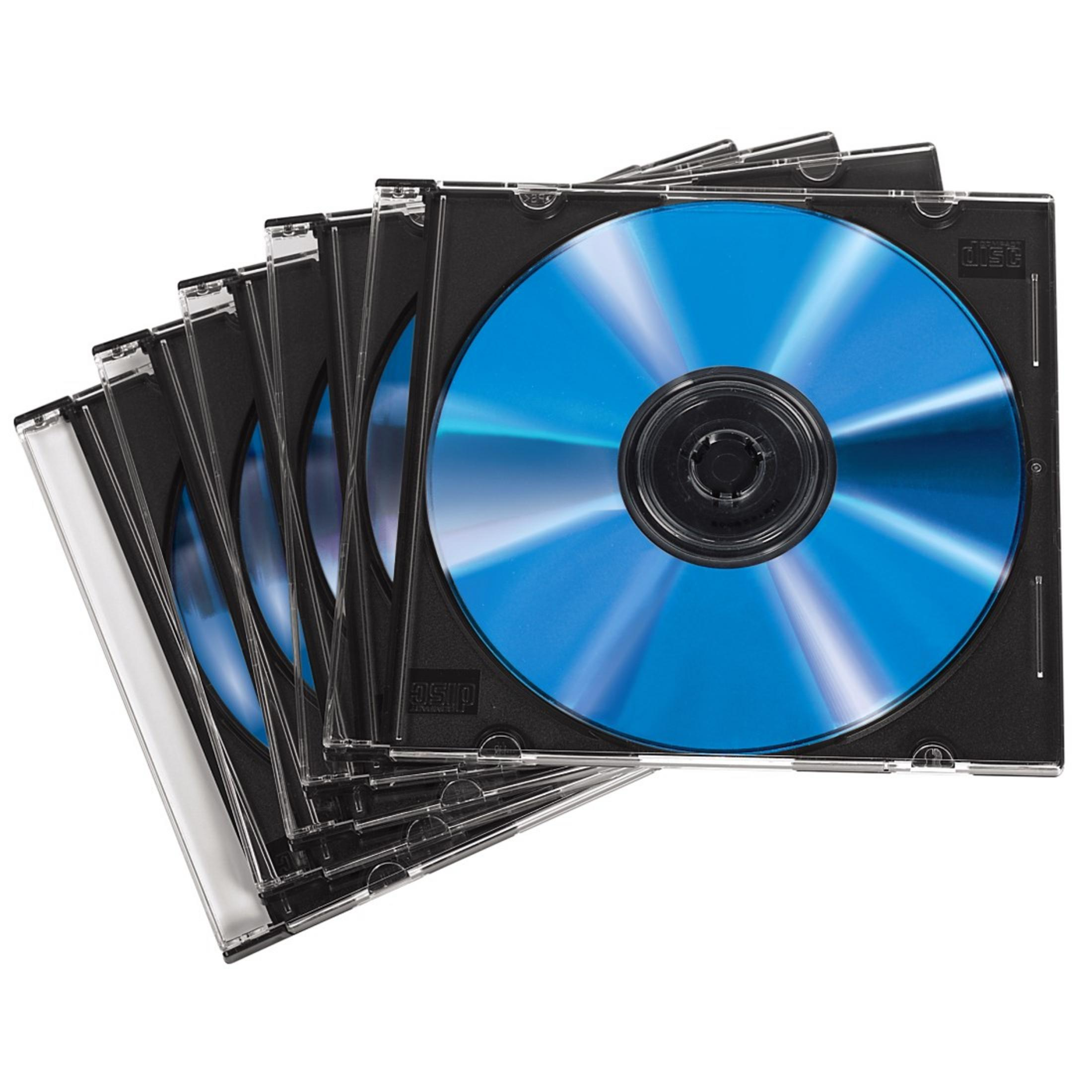 Stos niebieskich płyt CD w pudełkach na białej powierzchni.