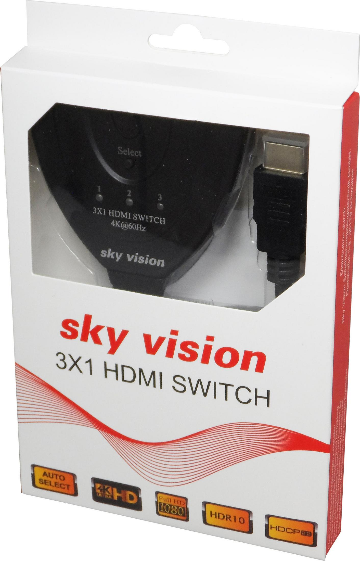 1029 UMSCHALTER 1X HDMI OUT V HDMI Anschluß-Erweiterung SKY VISION (3X IN ERWEITERUNG