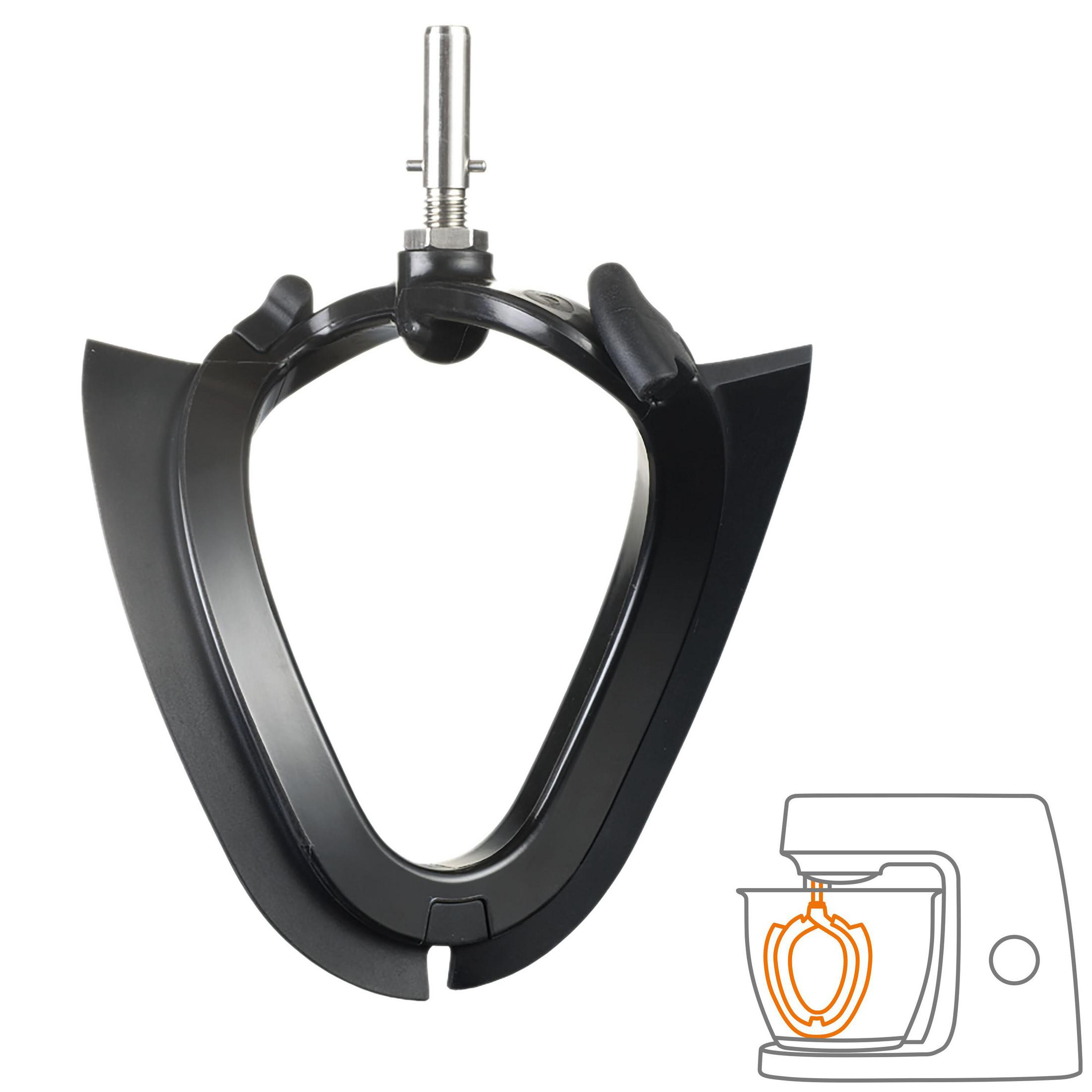 Attacco per mixer nero, con un contorno del mixer nell'angolo.