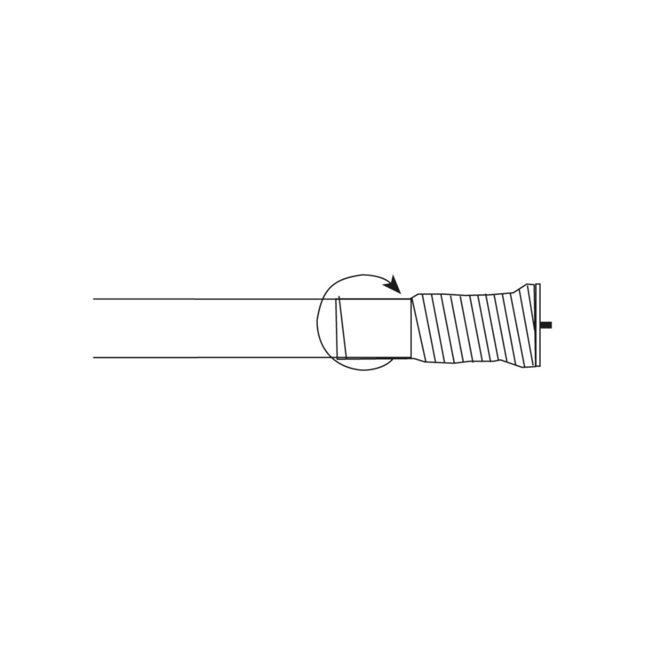Diagramm einer Schraube mit Pfeil, der die Drehrichtung anzeigt.