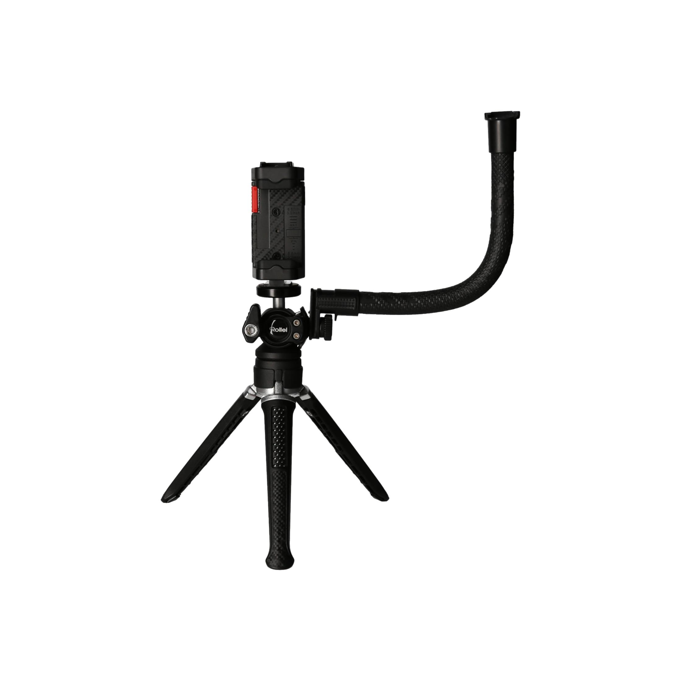 cm, 22822 Arm: bis Kit, VLOGGING 12.3 cm KIT Vlogging ROLLEI Schwarz, flexibler (innen) oder 24 COMFORT cm (außen), offen 8.5 cm Stativkopf: 5.2 Mini-Stativ: 12.2 4.8 cm, Smartphone-Halterung: / cm Höhe