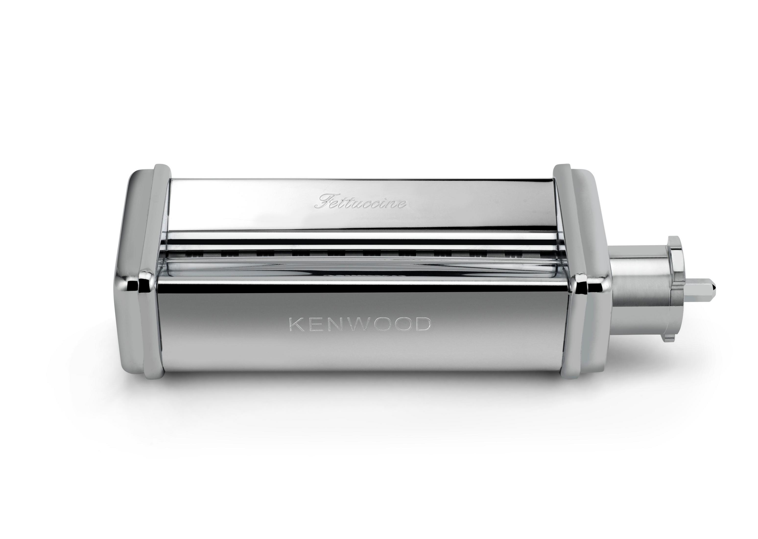 Maszyna do makaronu Kenwood Fettuccine, srebrna, na białym tle.