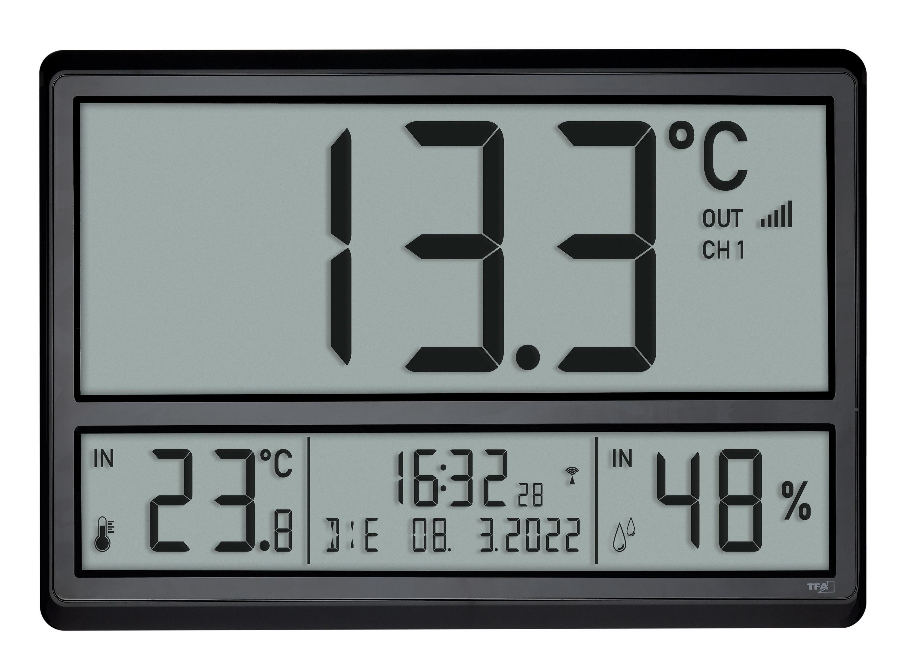 TFA FUNKUHR MIT TEMPERATUR UND FEUCHTE Digitale Funk