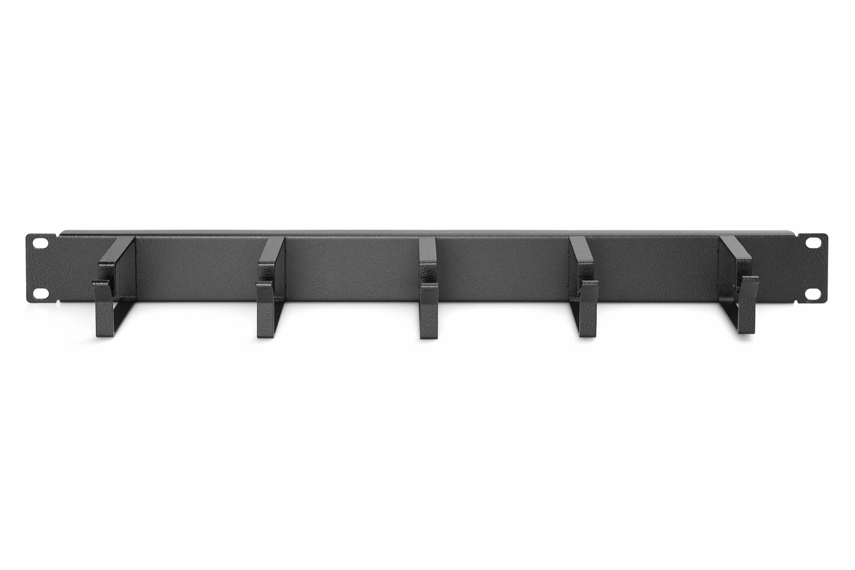Schwarze Server-Rack-Halterung mit fünf Stützarmen.