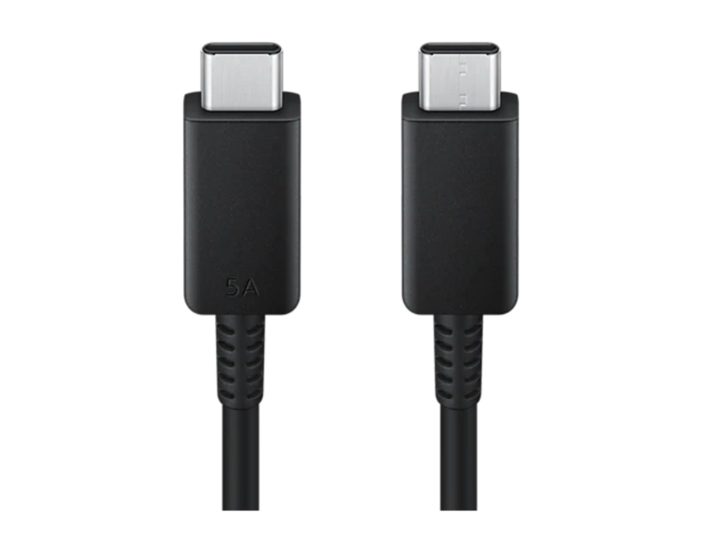Two black USB-C cables, each with connectors, white background, 5A label.