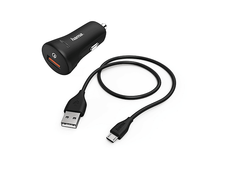 HAMA 178337 KFZLADESET,MICROUSB,3A,SW Kfz-Ladegerät Universal, Schwarz