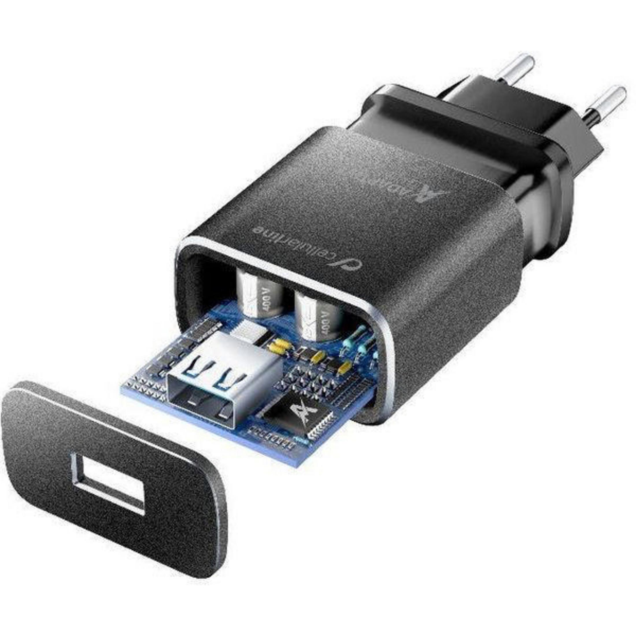 CELLULAR LINE 60111 TETRA CHARGER USB-C Ladegerät Universal, ADAPFAST Schwarz