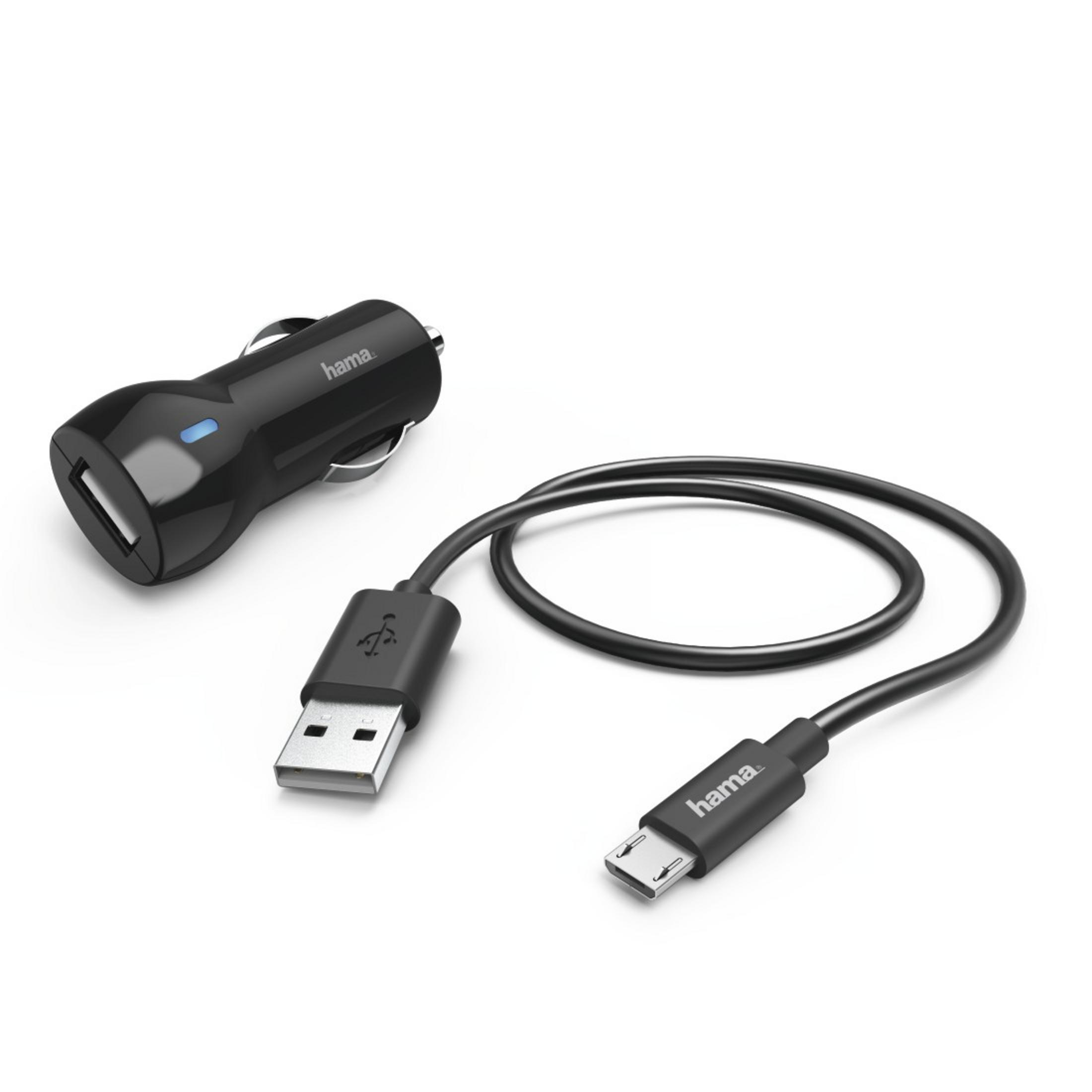 HAMA 183246 MICRO Schwarz KFZ-Ladegerät USB, 2,4A Volt, 5 Universal, KFZ-LADESET