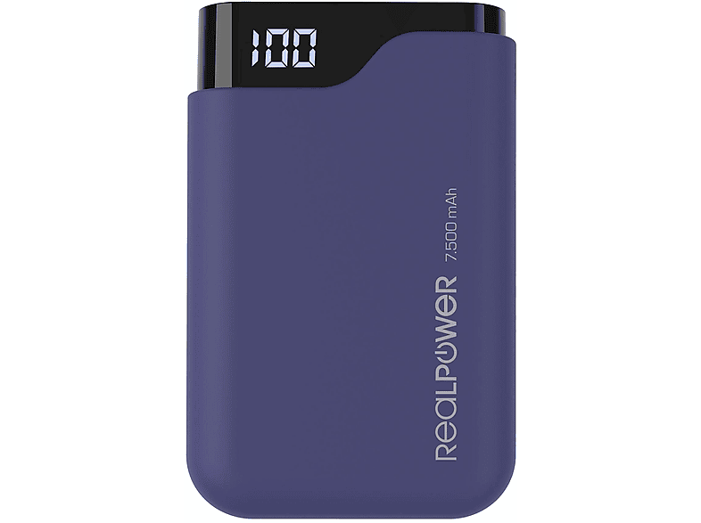 REALPOWER 333642 PB-7500C 2X USB Navy LADEPORTS NAVY Powerbank BLUE 7500 Blue + mAh