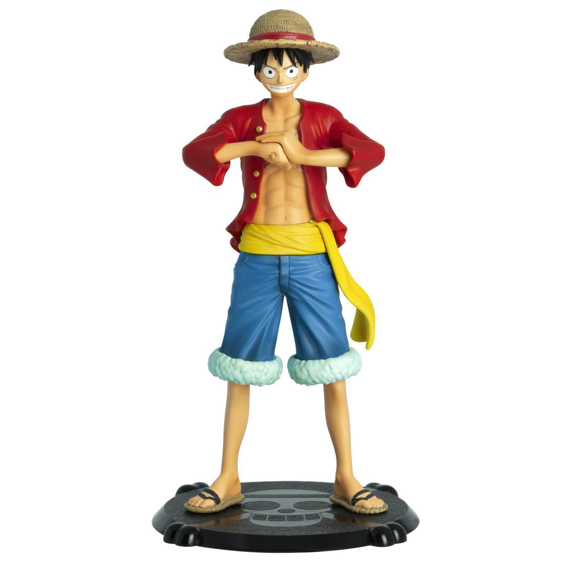 Luffy-Figur aus One Piece mit Strohhut und rotem Hemd.