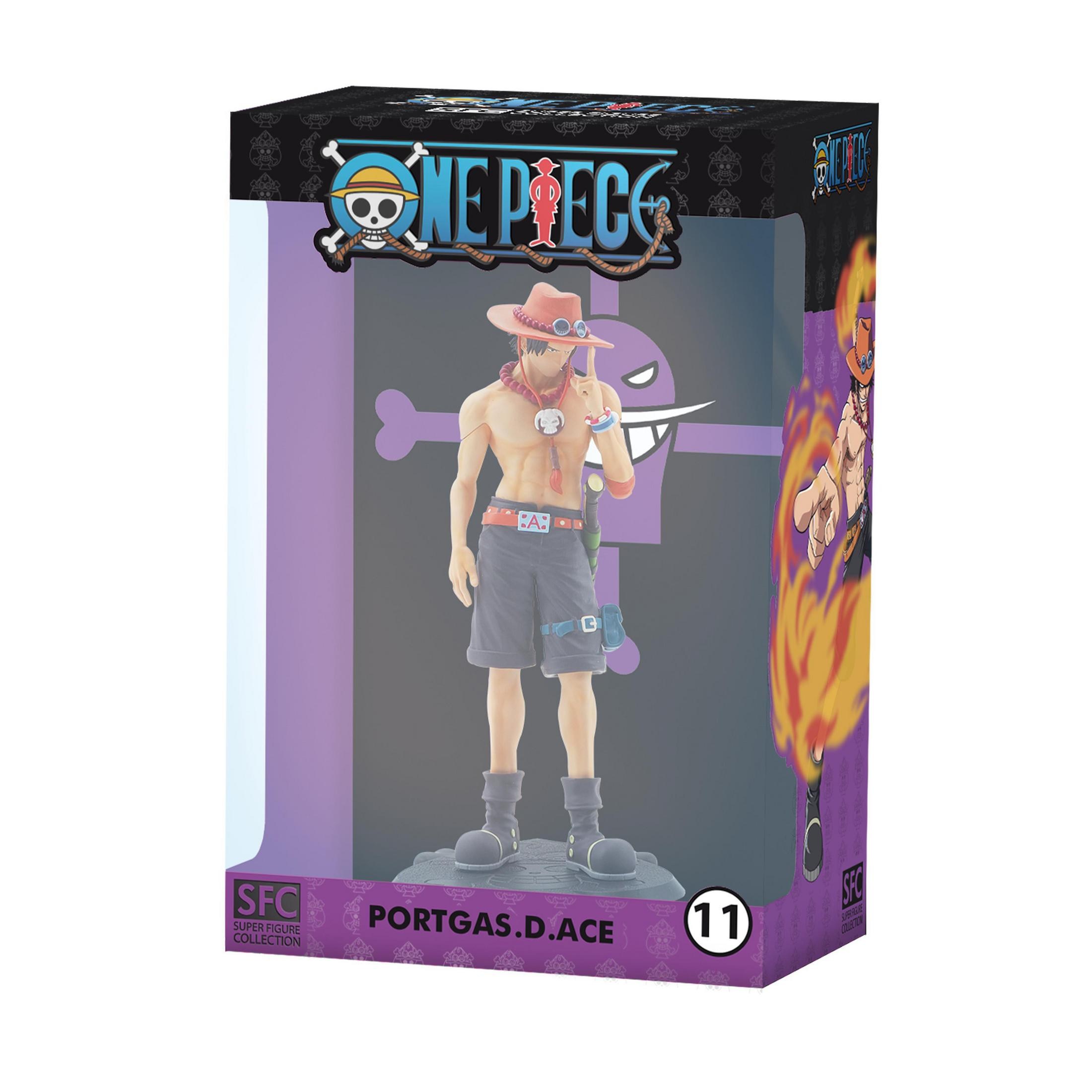 Figur von Portgas D. Ace in einer Box, mit Logo und Charakterkunst.