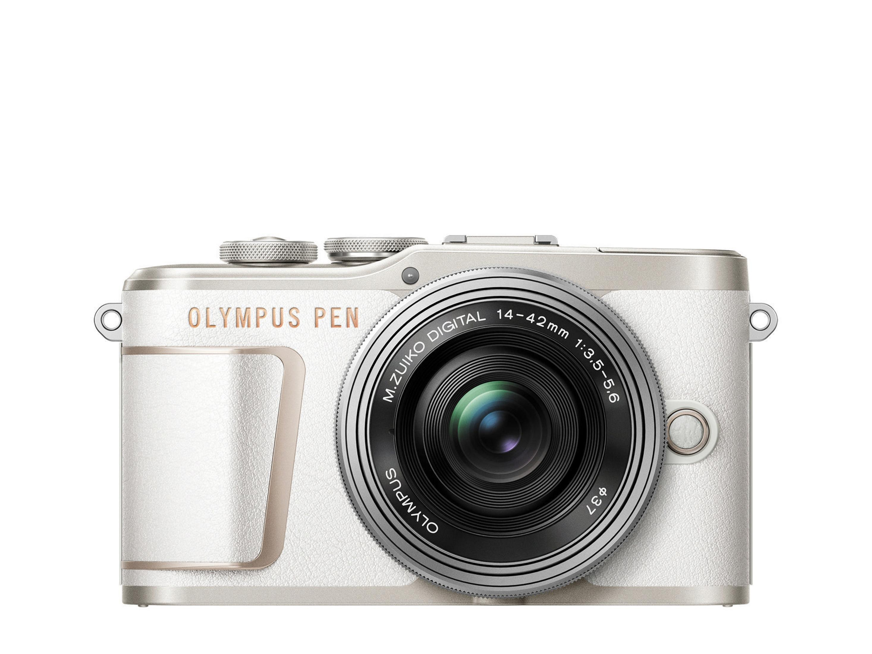 7,6 1442 OLYMPUS Objektiv E-PL10 WHT/SLV cm WLAN Touchscreen, , 14-42mm mit EZ Systemkamera Display KIT