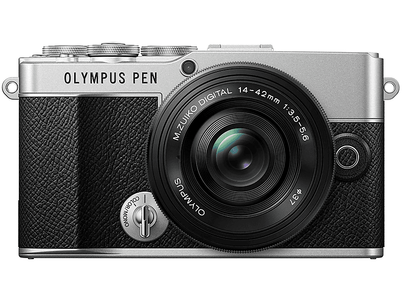 OLYMPUS E-P 7 1442 PANCAKE ZOOMKIT SIL/SW Systemkamera  mit Objektiv 14-42 mm , 7,6 cm Display Touchscreen, WLAN