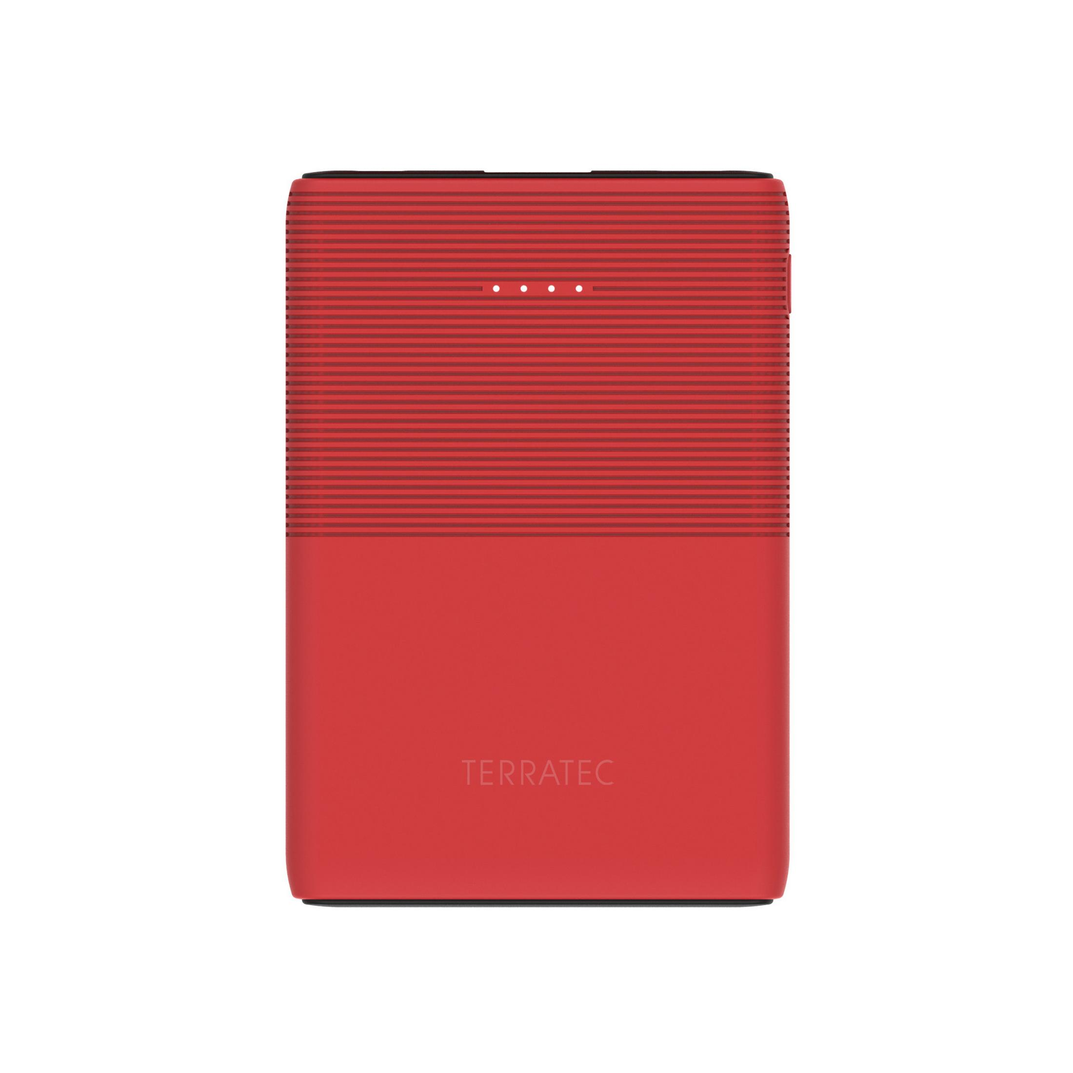 Dispositivo Terratec rettangolare rosso con tre spie bianche.