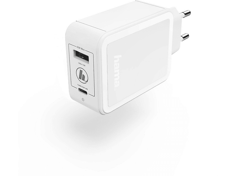 HAMA 183320 LADEGERÄT,USB-C,PD/QC,42W, U Ladegerät Universal, Weiß