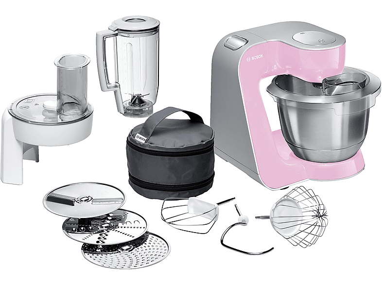 BOSCH MUM 58 K 20 CREATIONLINE UNIVERSAL Küchenmaschine Gentle Pink/Silber (Rührschüsselkapazität: 3,9 Liter, 1000 Watt)