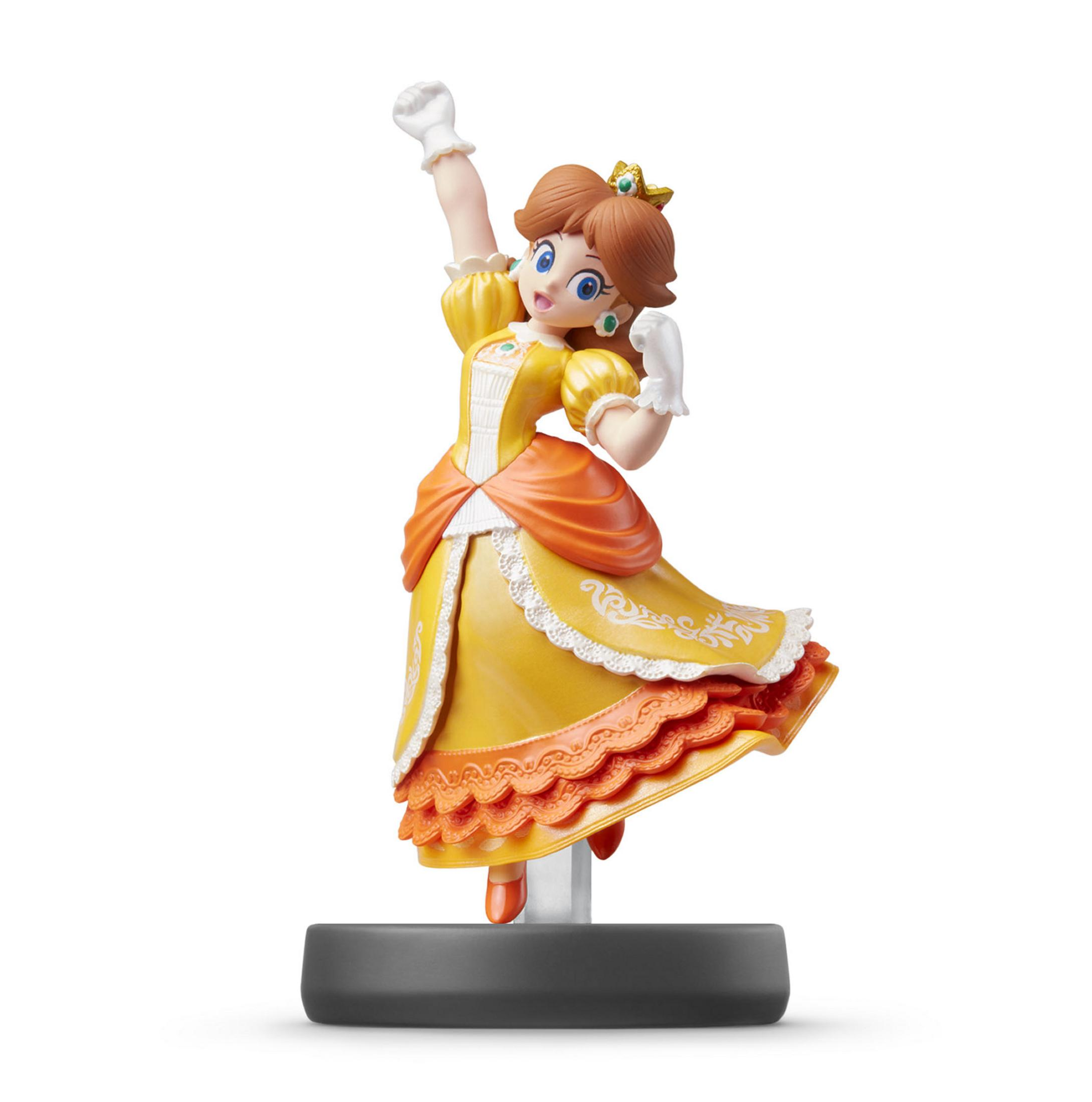 Eine Figur von Prinzessin Daisy aus Super Mario. Sie trägt ein gelbes Kleid und posiert.