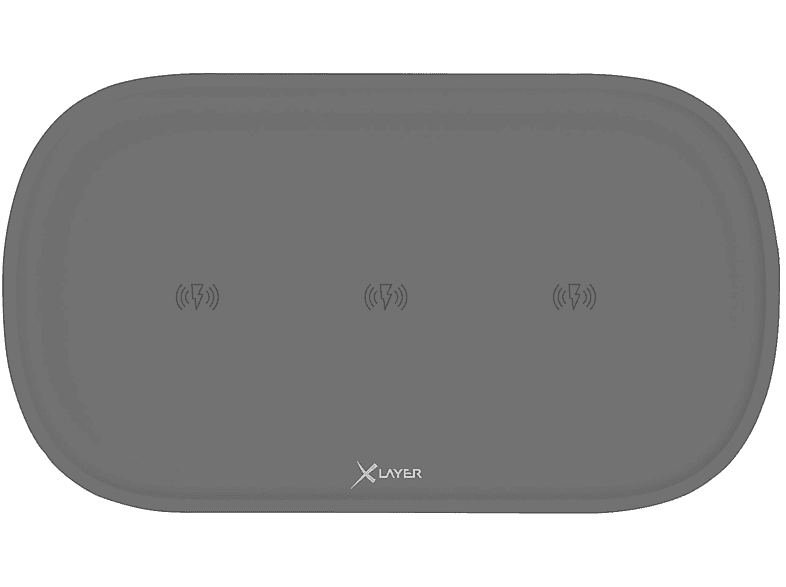 XLAYER 215763 WRLS PAD TRIPPLE BLACK Induktive Ladestation alle Geräte mit 5V Ladeinput, 5 Volt, Anthrazit