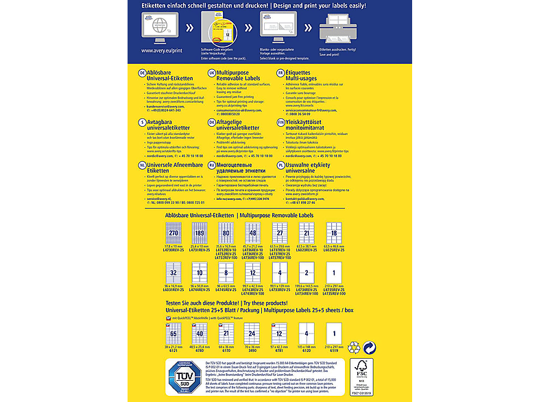 Etichette Universali Avery Zweckform L4735REV - 25 Fogli A4 Rimovibili, Bianco - Foto 11