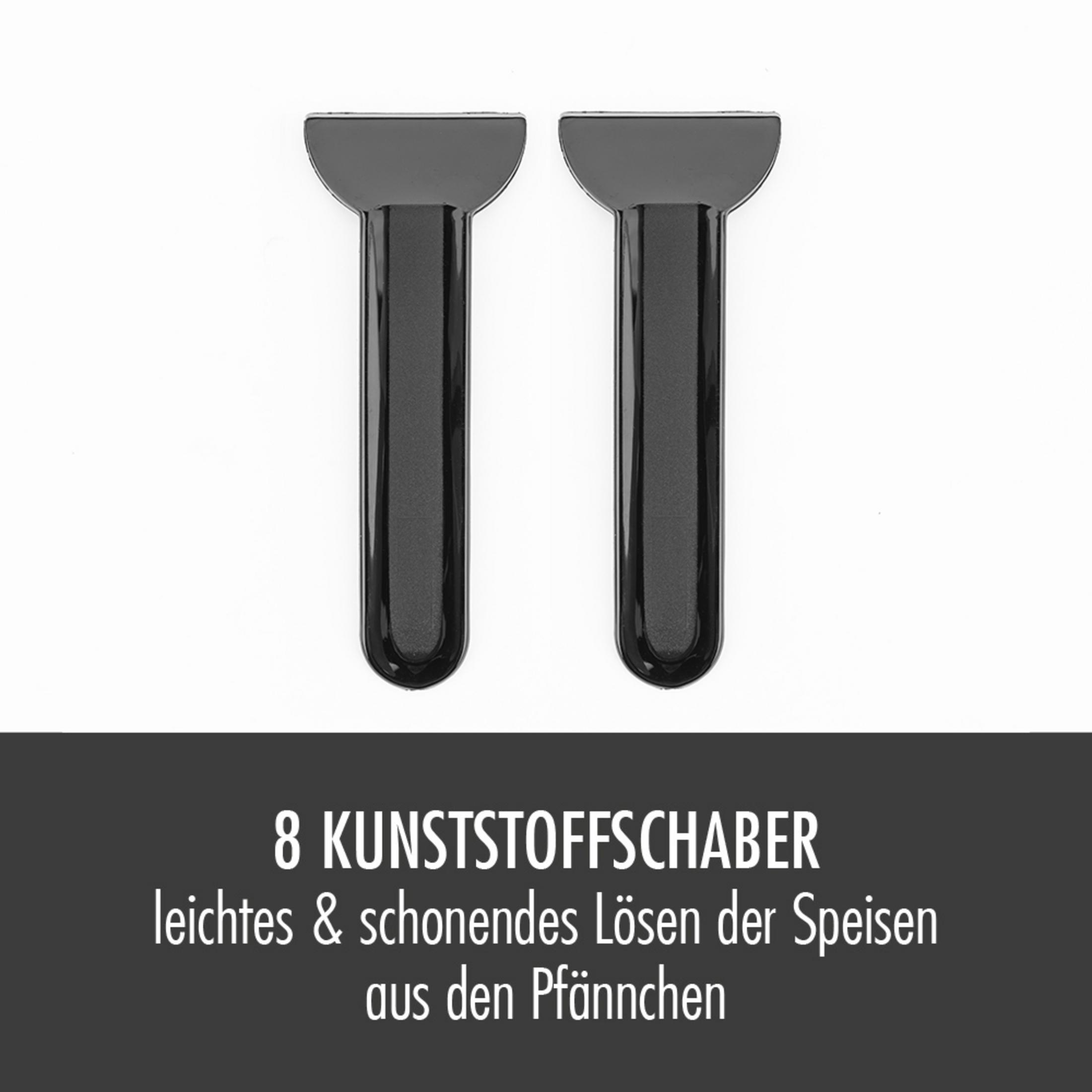 Zwei schwarze Kunststoffschaber. Text unten lautet '8 KUNSTSTOFFSCHABER' und weitere Details.