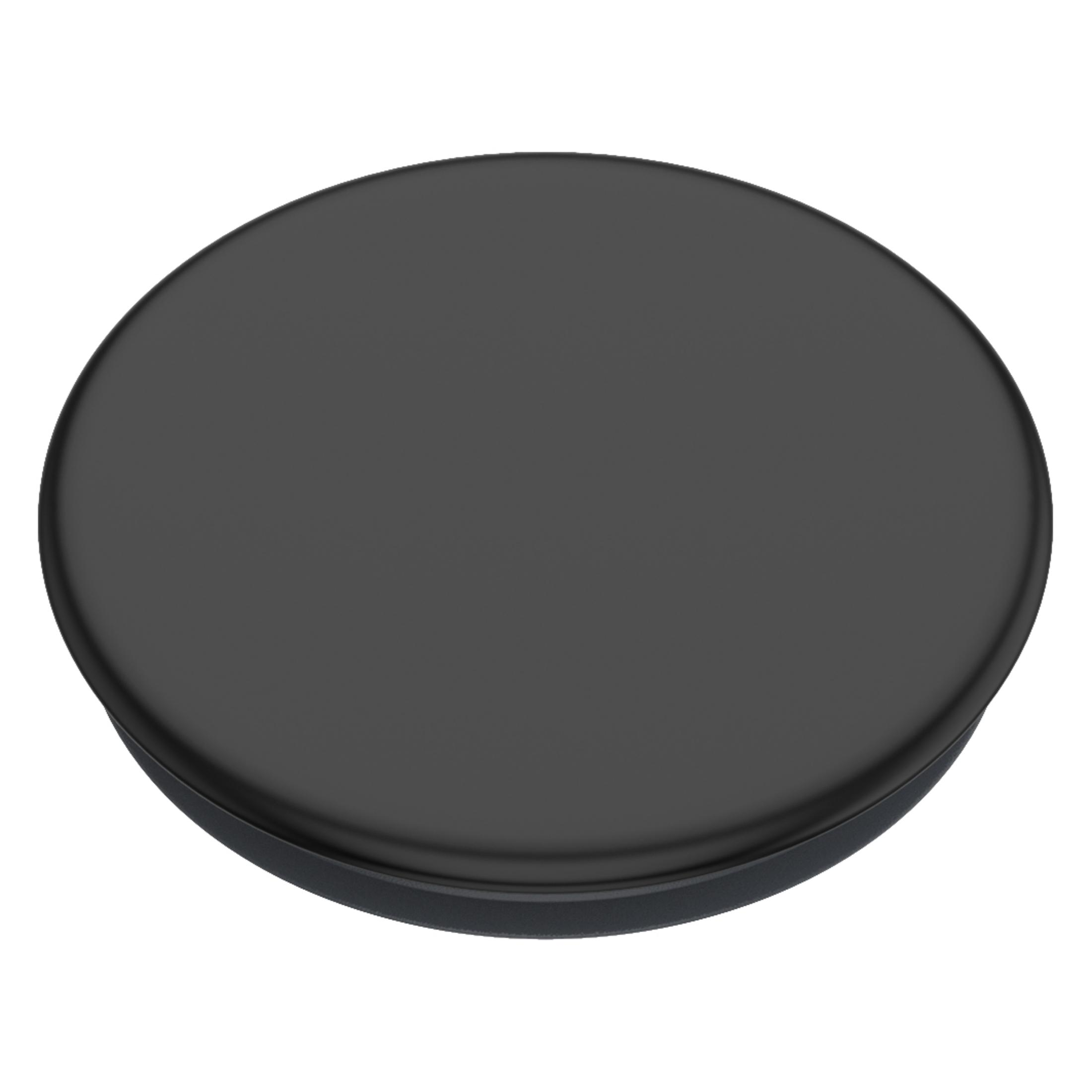 Schwarzer, kreisförmiger PopSocket für ein Telefon mit strukturierter Oberfläche.
