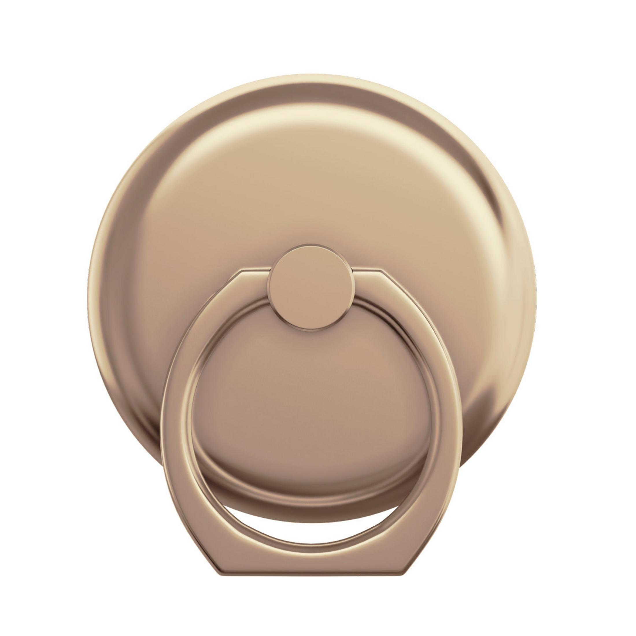 Goldener Ring-Telefonhalter. Er hat einen Ring, mit dem das Telefon gehalten oder abgestützt werden kann.