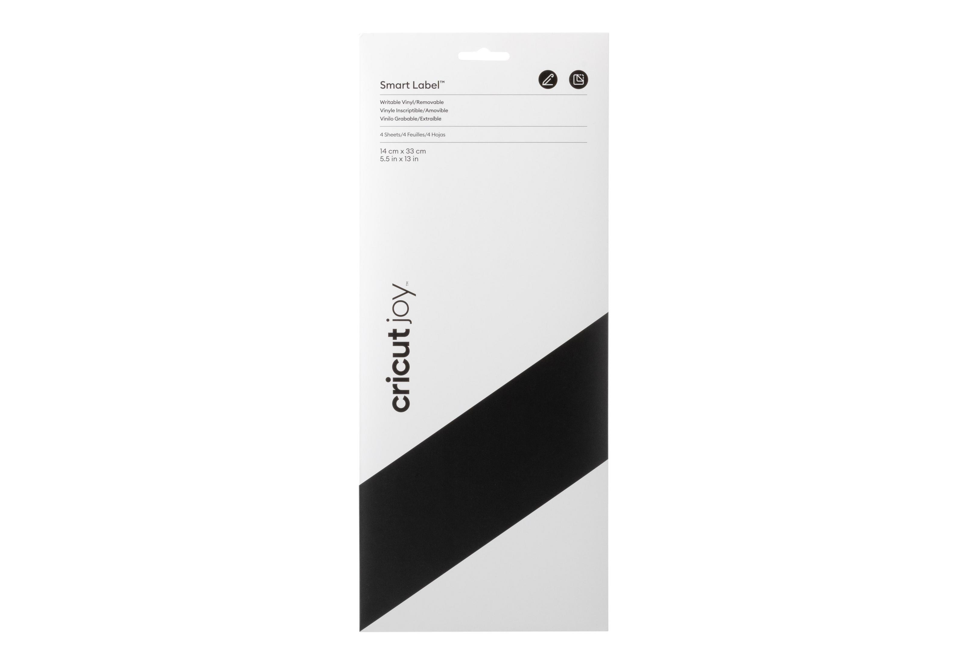 Rotolo Smart Label con vinile nero. Sfondo bianco, orientamento verticale.