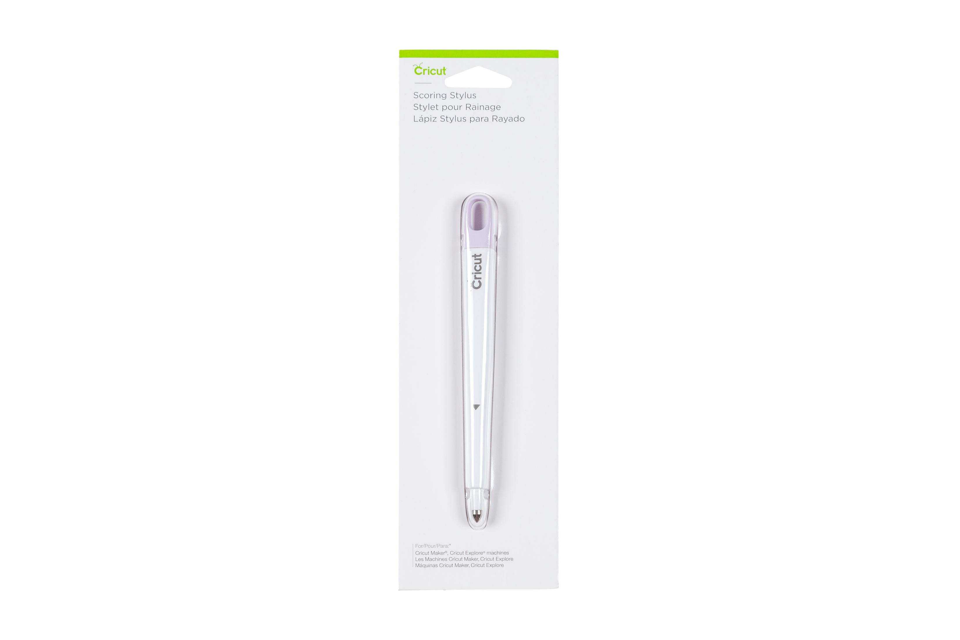 Durchsichtiger Stylus-Stift mit weißem und grünem Etikett. Es ist in einer durchsichtigen Plastikverpackung.