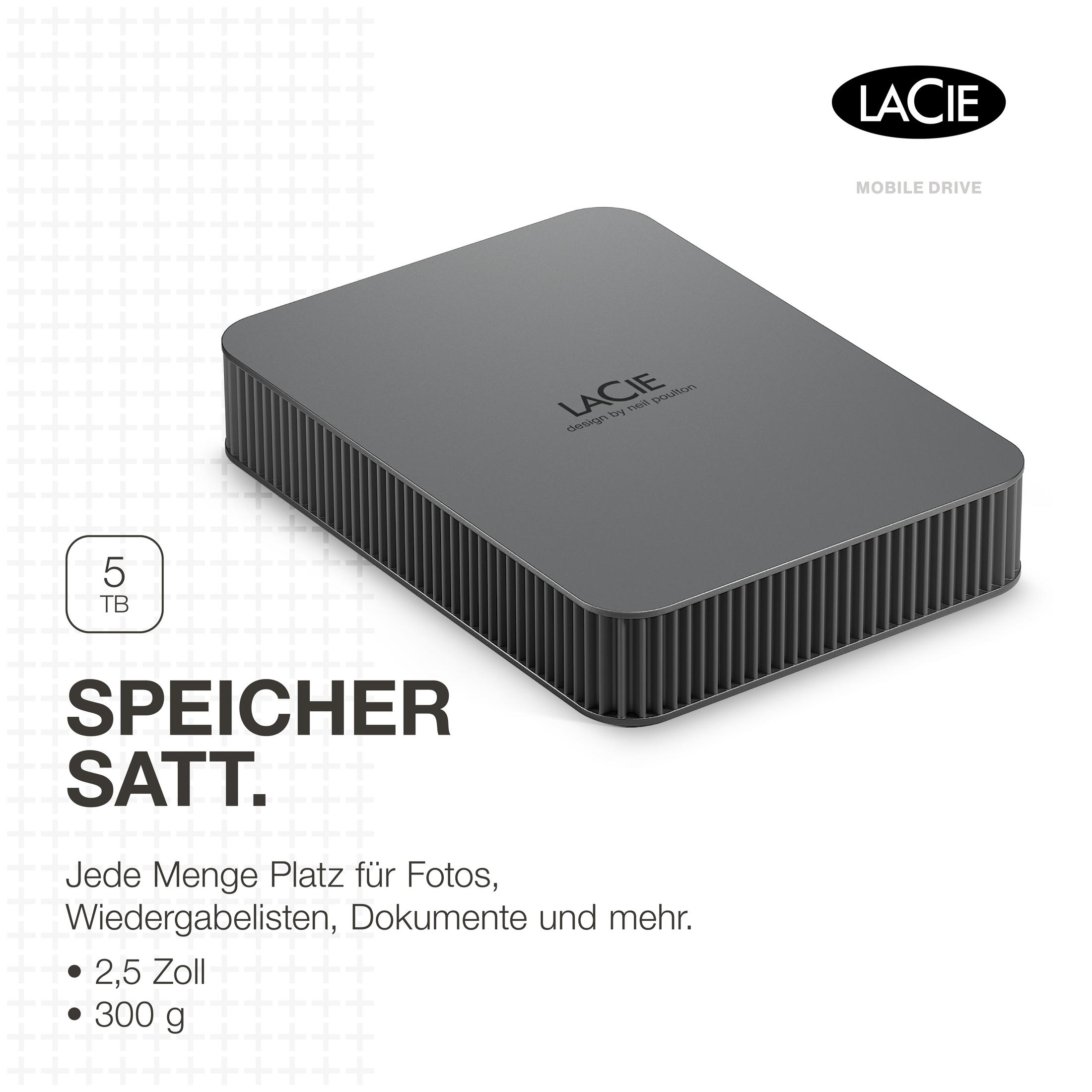 Szary dysk twardy Lacie. Dysk jest na białym tle. Tekst na dysku jest biały.