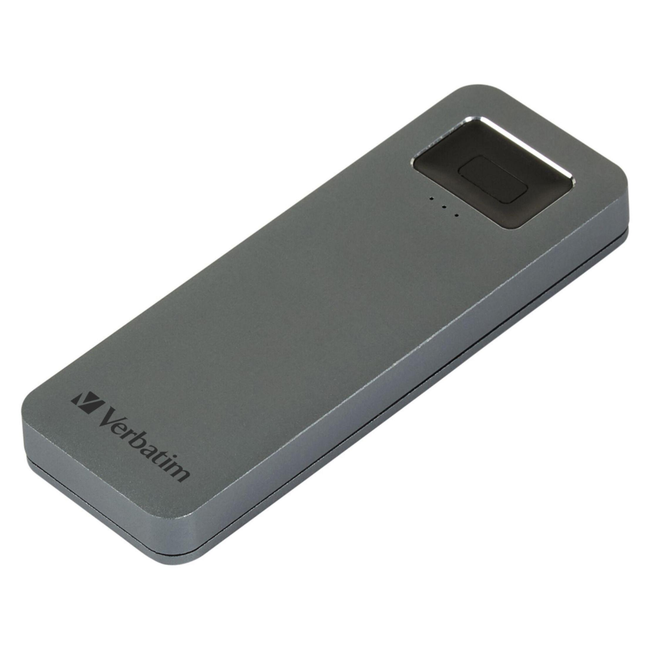 VERBATIM 53656 EXTERNE extern, GB 512 512GB USB 3.2 SSD FINGERPRINT, Silber SSD