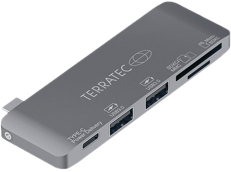 TERRATEC 283005 C7 USB TYPE-C ADAPTER 2X USB 3.0 MICRO-SD U, Adapter, Space Grey