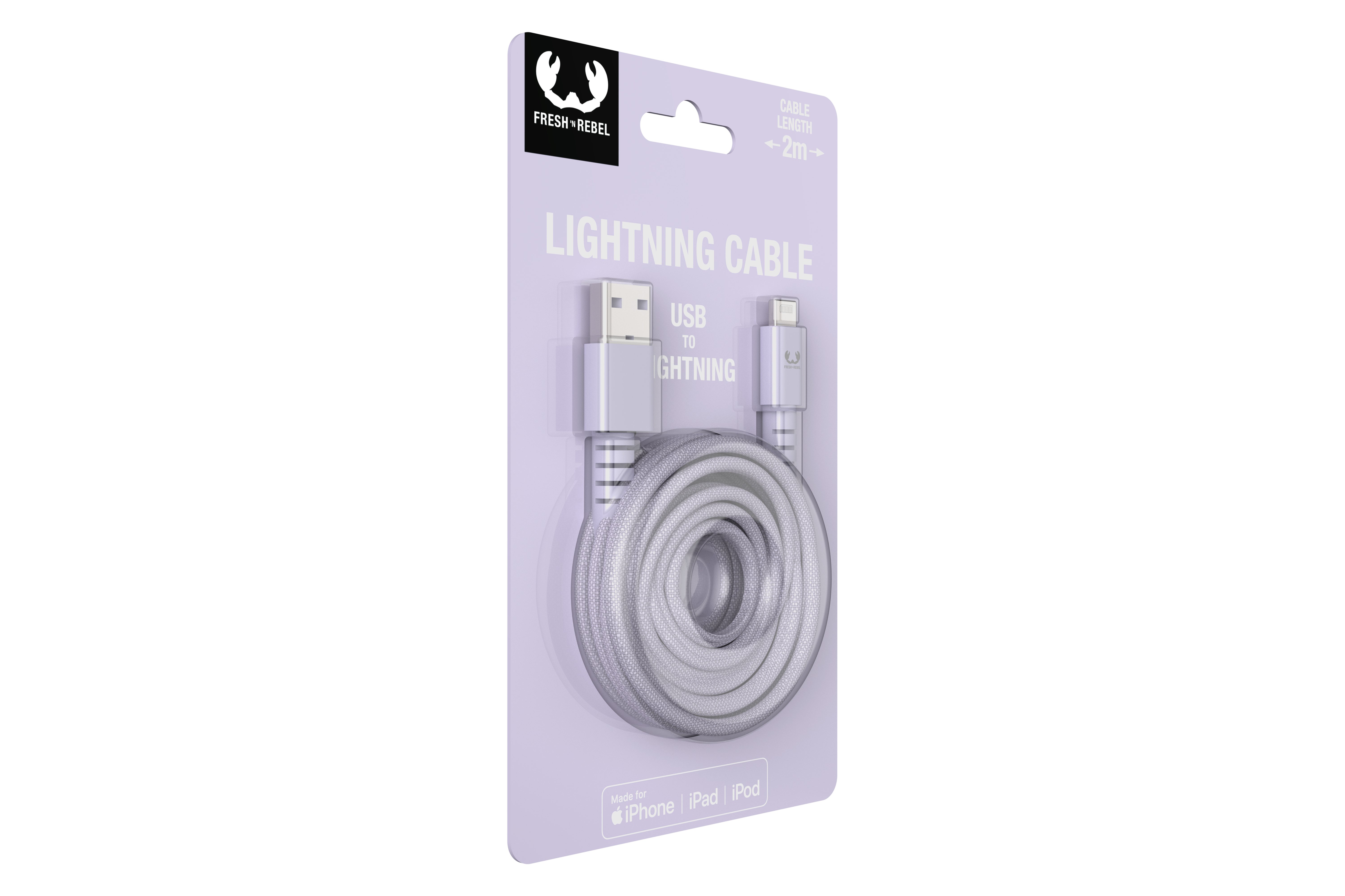 FRESH \'N REBEL USB - cable m, Lilac - Ladekabel, Lightning Fabriq Dreamy 2.0m, Apple 2