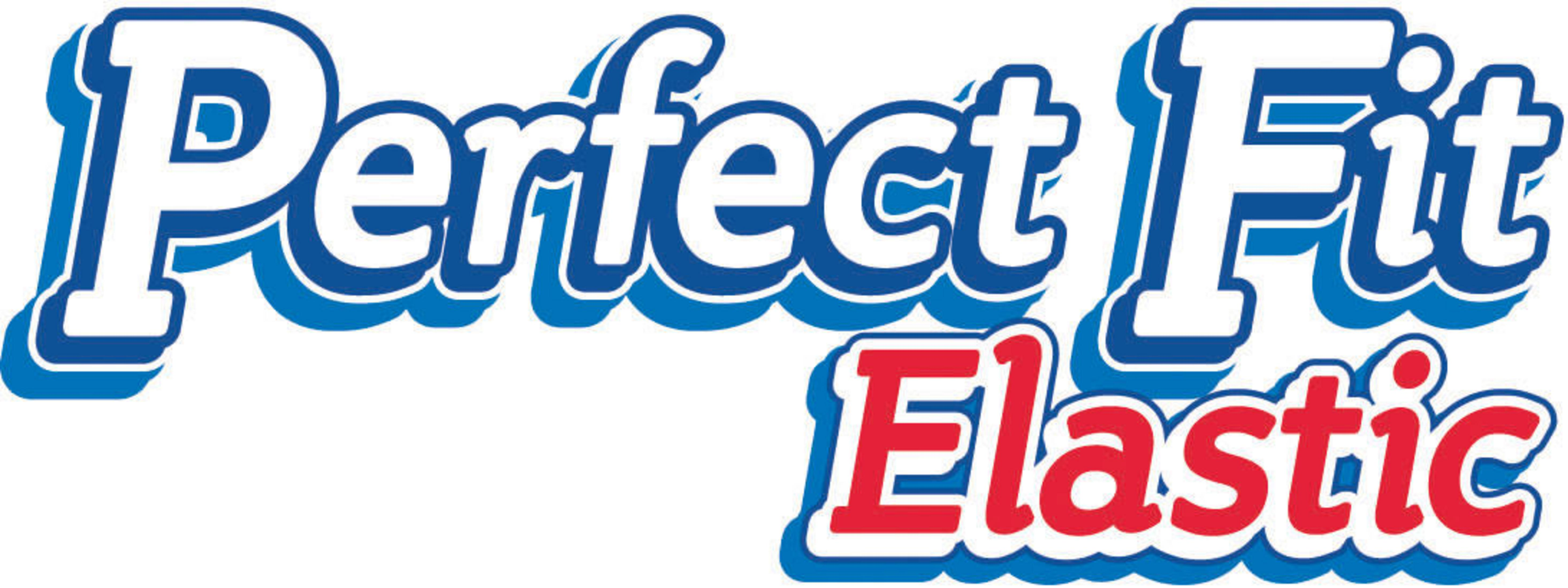 Le parole "Perfect Fit Elastic" in un logo con colori blu e rosso.
