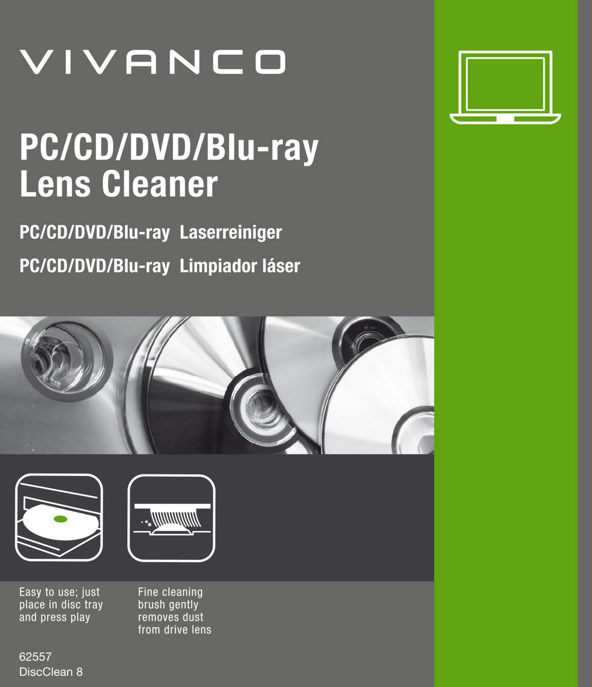 VIVANCO 62557 PC/BLURAY/DVDLASERREINIG Laserreiniger Mehrfarbig