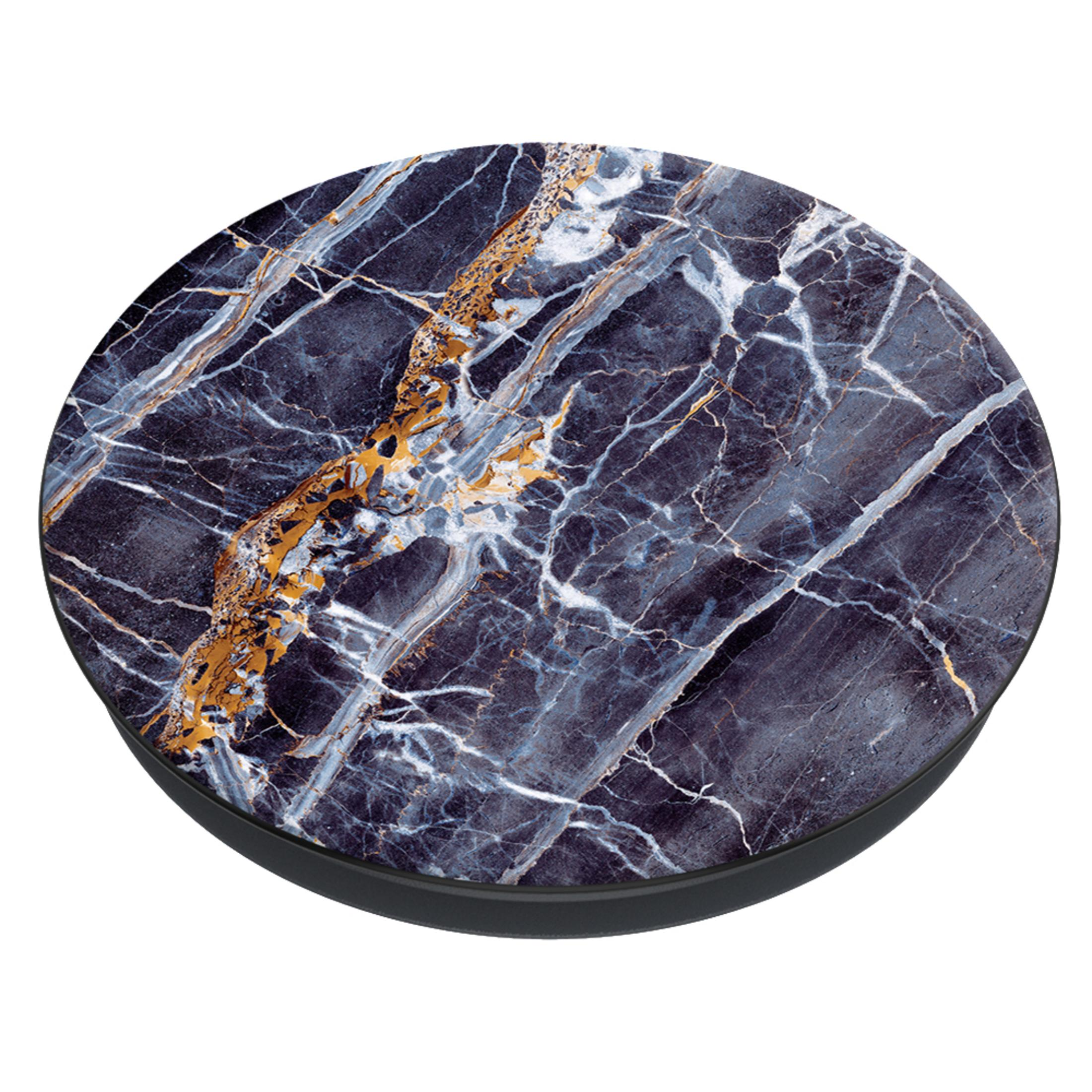Runder PopSocket mit Marmormuster und schwarzen Rändern.