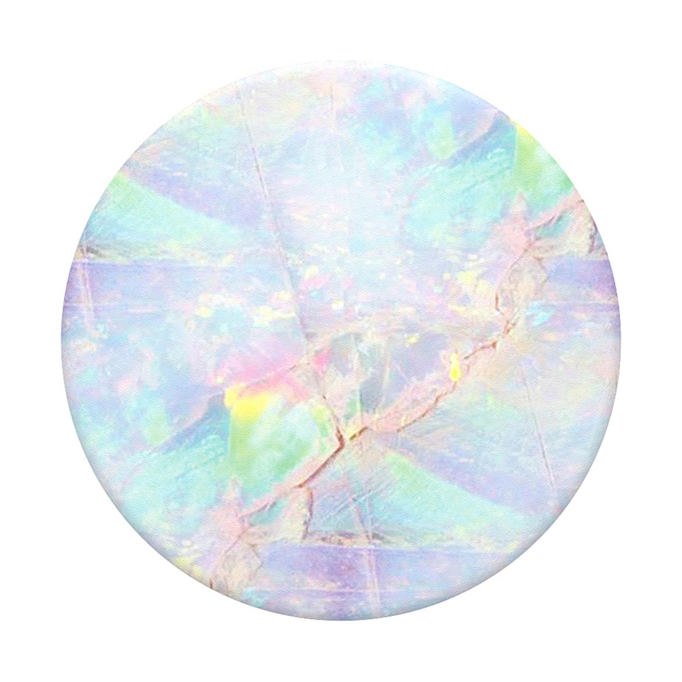 PopSocket redondo e iridiscente con patrón de mármol. El fondo es blanco.