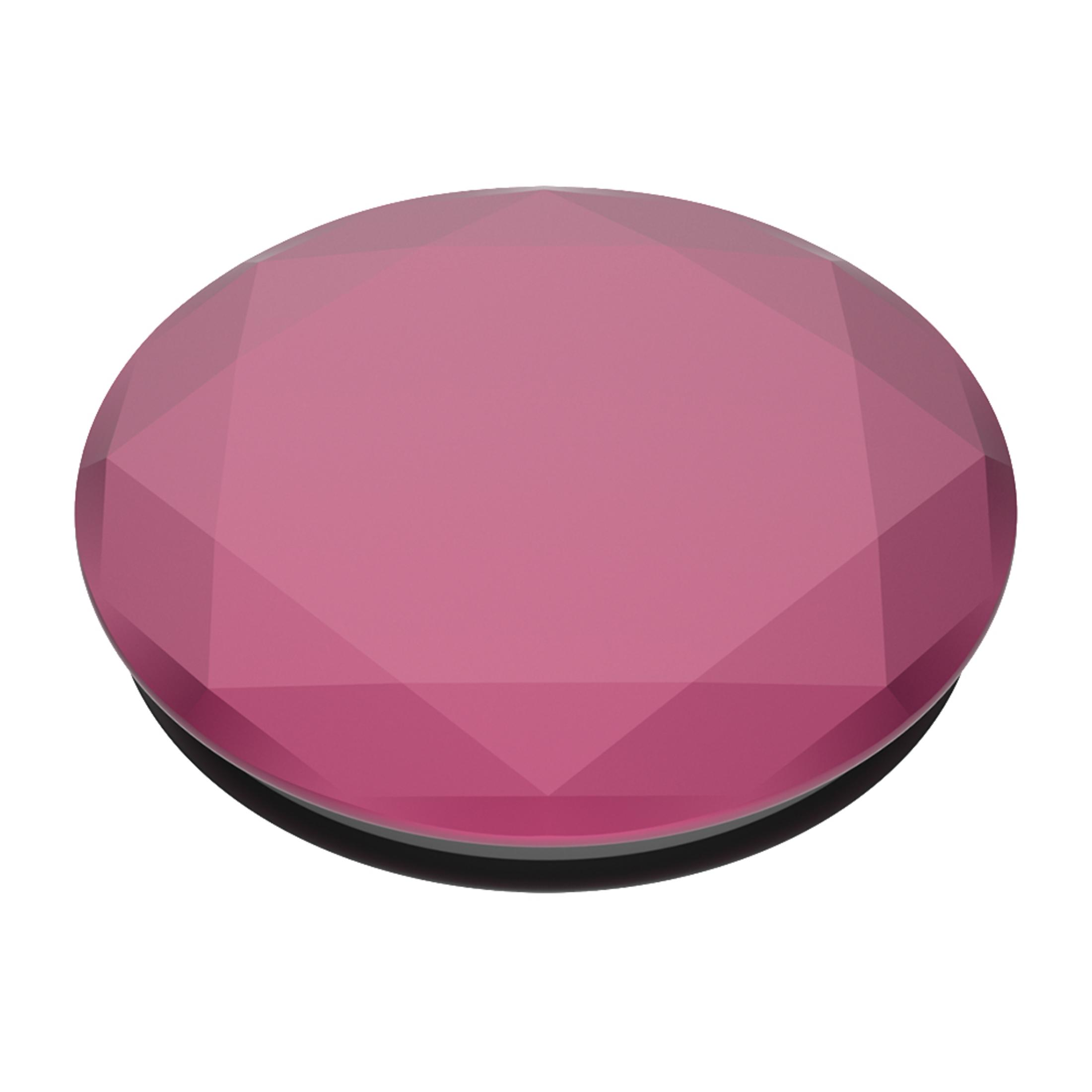 Rosa, facettenreicher runder PopSocket. Schwarzer Rand. Einfaches Design. Weißer Hintergrund.