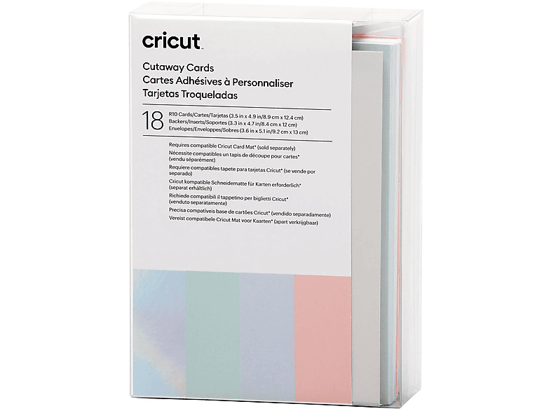 CRICUT Karten 2009482 PASTEL CARDS 18- Mehrfarbig CUT-AWAY ) (8,9 X12,4 R10