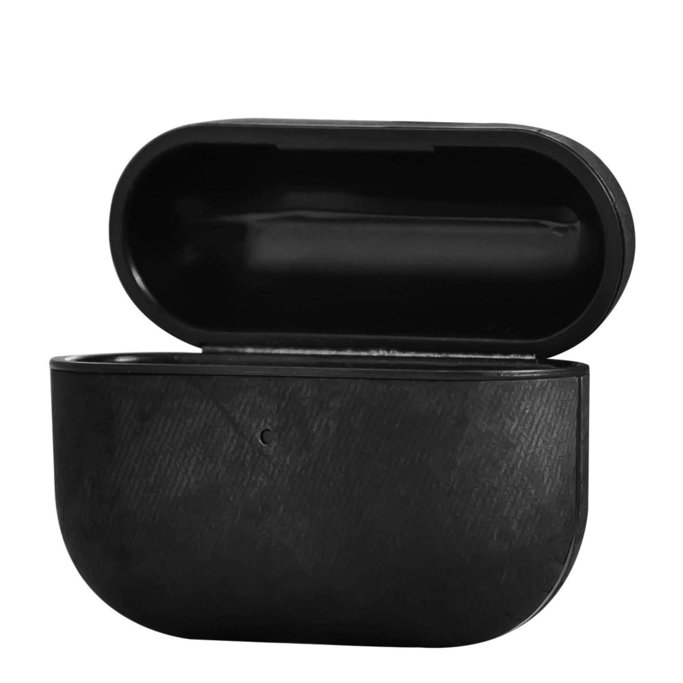 Schwarzes, offenes Kopfhörer-Etui, oben offen. Etui ist schwarz und hat eine strukturierte Oberfläche.