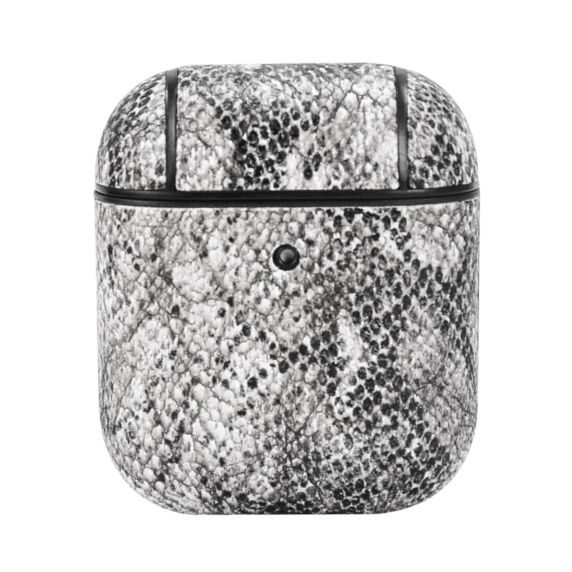 AirPods-Hülle mit Schlangenmuster und schwarzem Rand.