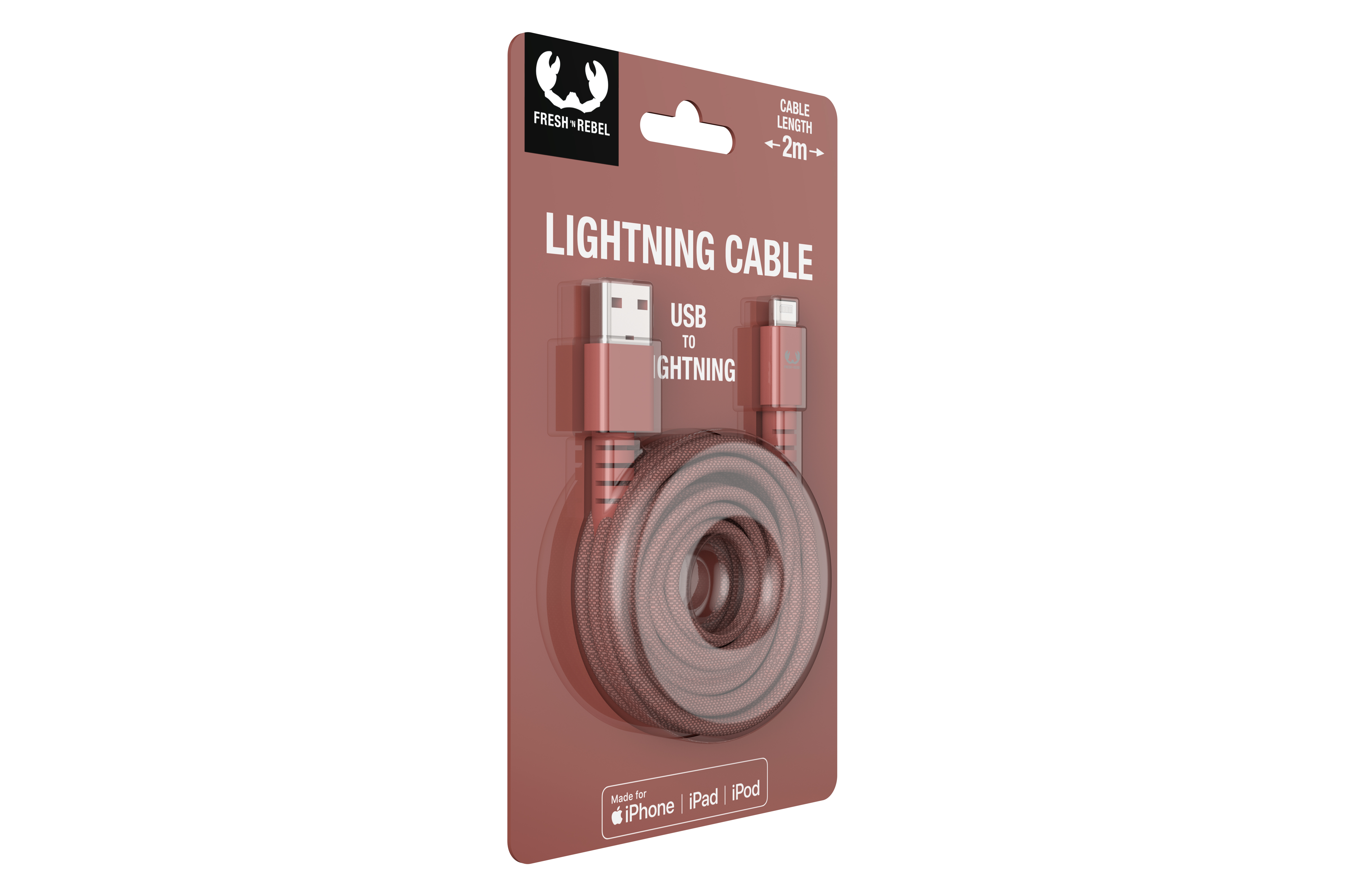 \'N m, FRESH Lightning - - REBEL 2 2.0m, Fabriq cable Ladekabel, USB Safari Apple Red