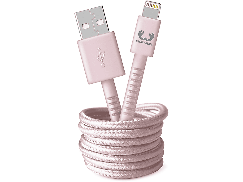 FRESH \'N REBEL USB - Apple Lightning Fabriq cable  -  2.0m, Ladekabel, 2 m, Smokey Pink | Ladekabel & Ladestationen