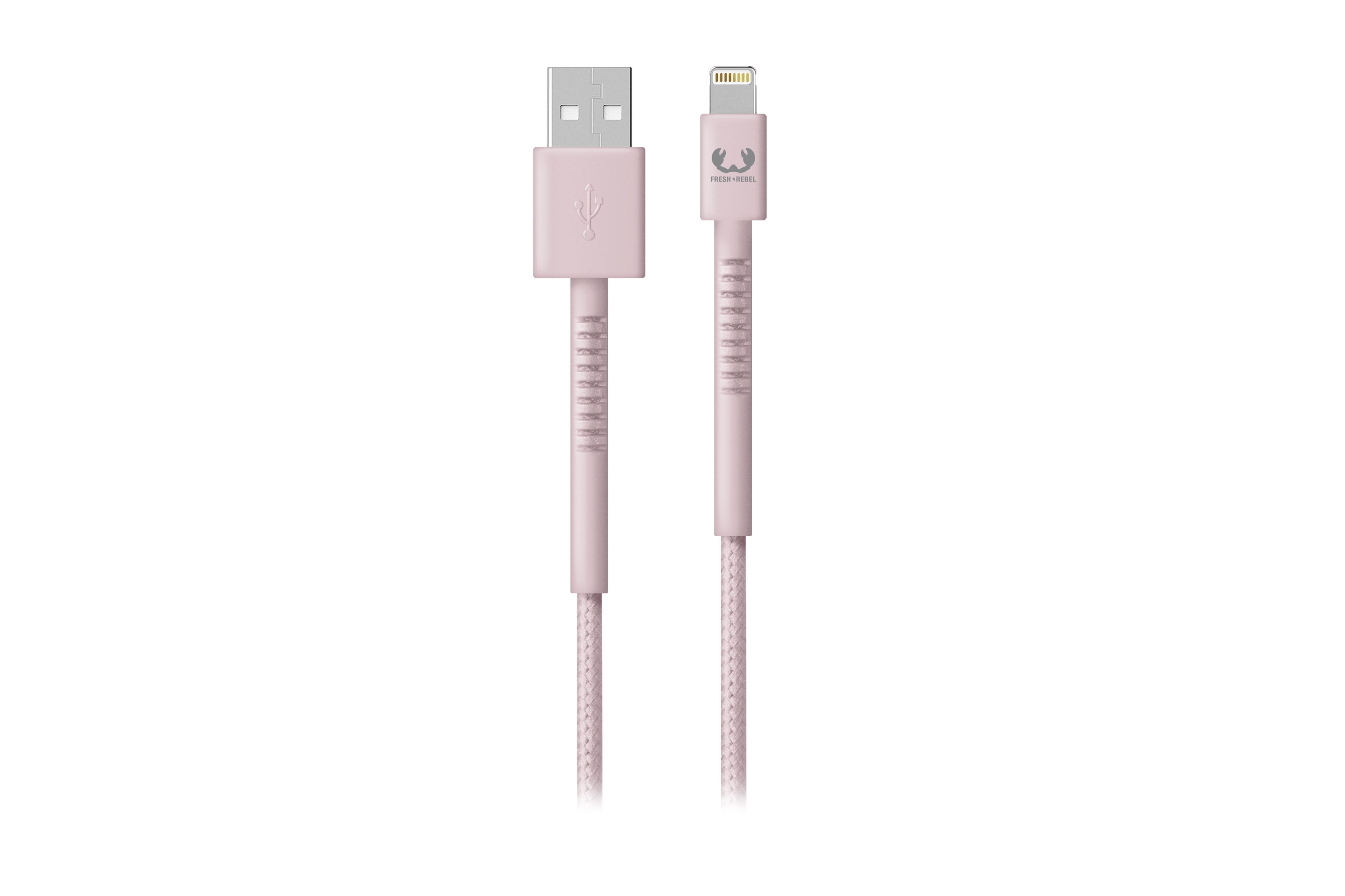 FRESH \'N REBEL USB Apple 2.0m, - Smokey Pink Fabriq - m, 2 cable Lightning Ladekabel