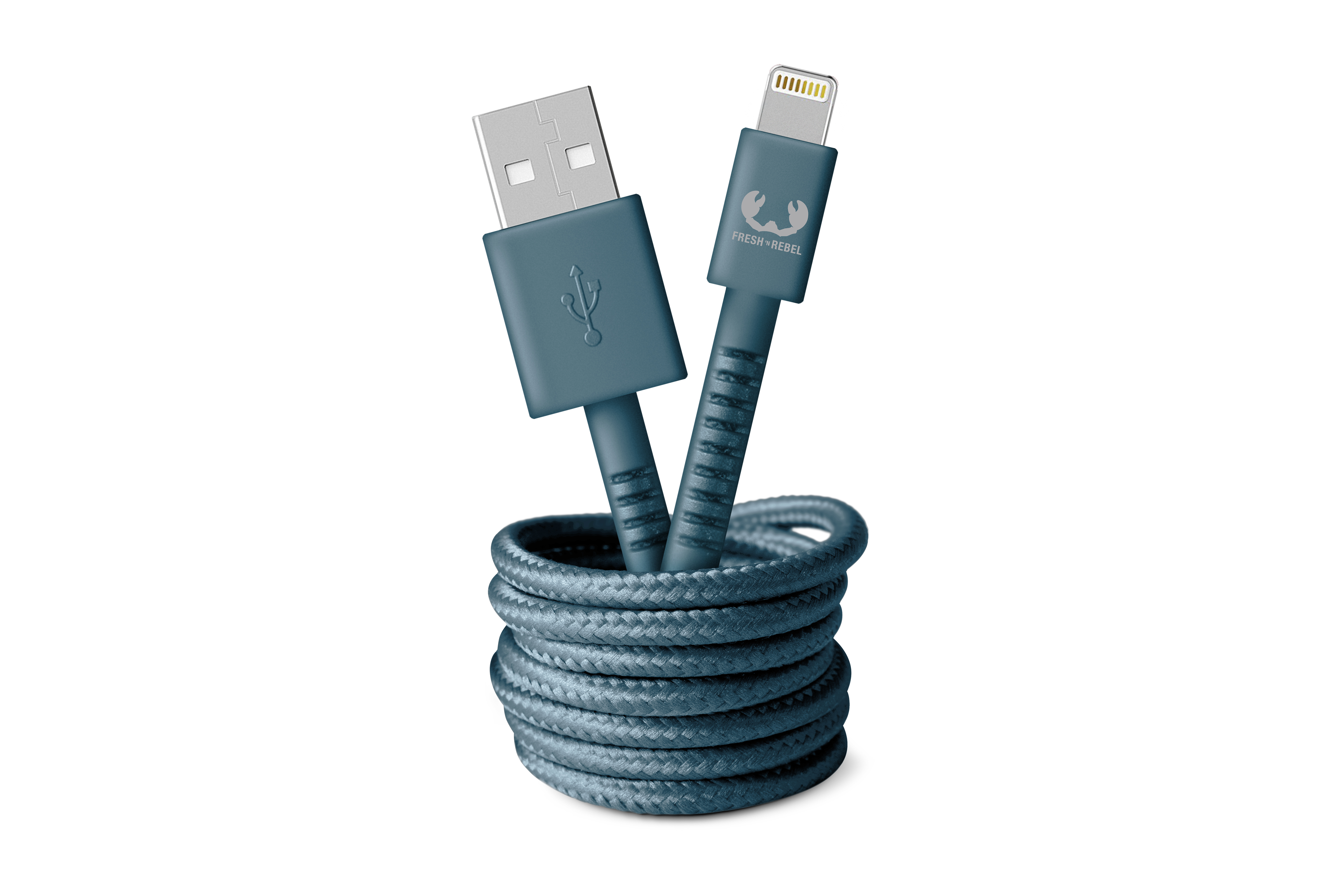 FRESH \'N REBEL USB Dive - - 2.0m, Blue Apple 2 m, Fabriq cable Lightning Ladekabel