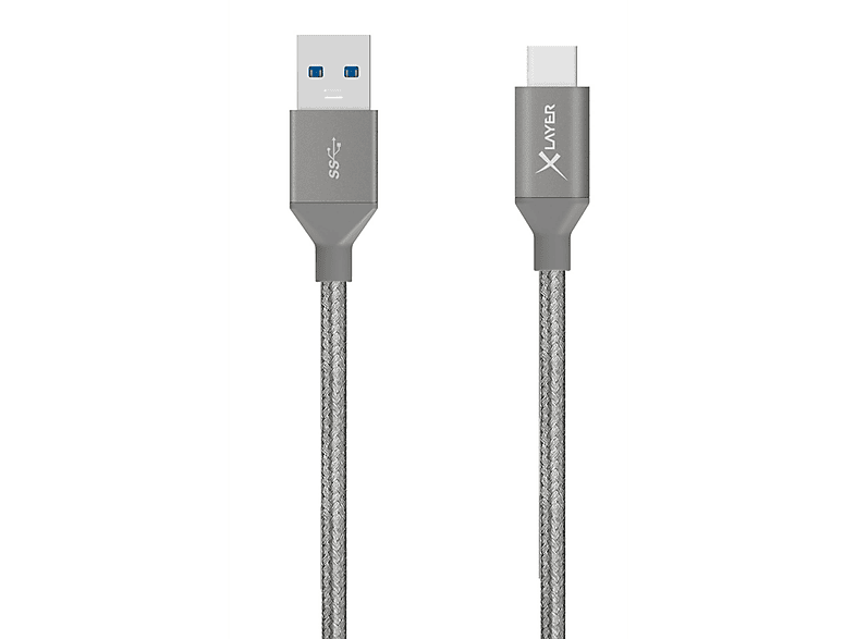 XLAYER 211573 USB 3.0 KABEL 1,2 Ladekabel, TO 1.20M TYPE GRAU, C Grau m